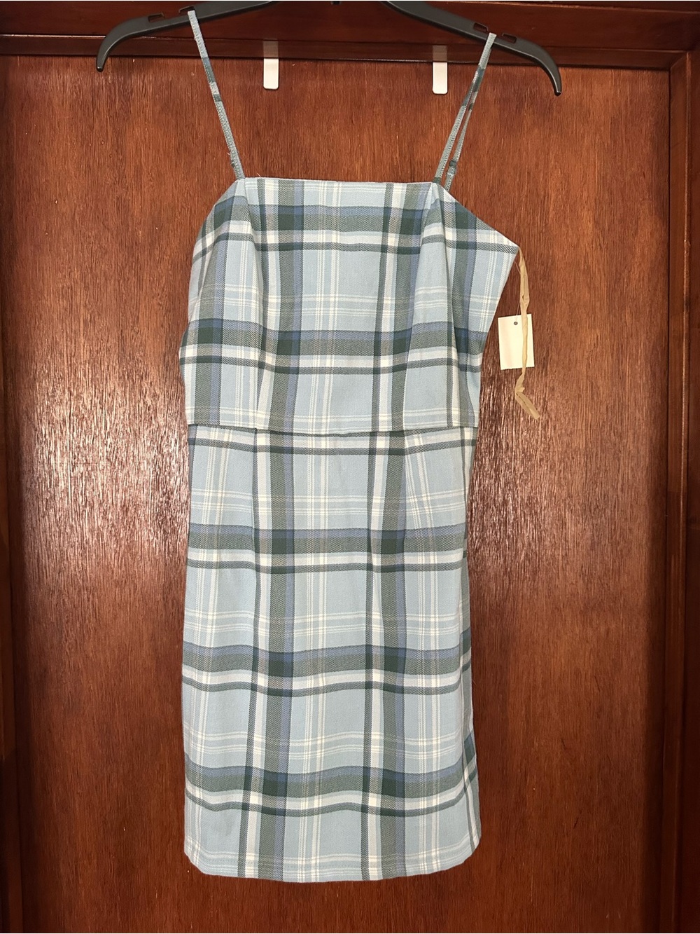 Aeropostale Light Blue and Green Plaid Mini Dress